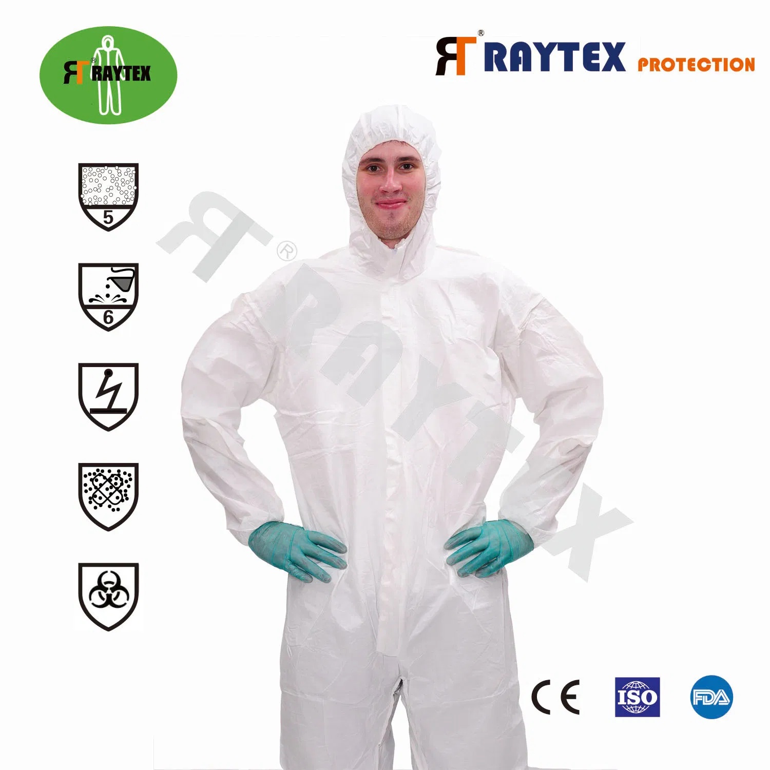 30203/65 Liquid Chemical Resistance Disposable Microporous Coverall Type 5/6 Protective Suit