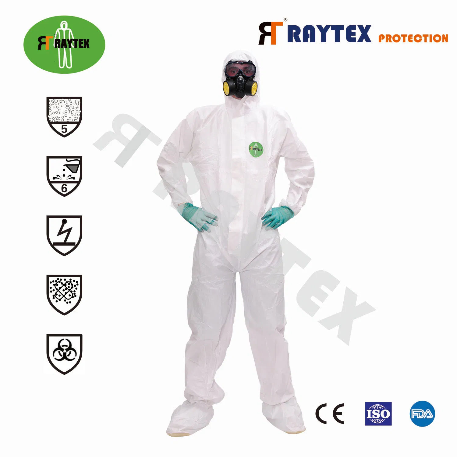 30203/65 Liquid Chemical Resistance Disposable Microporous Coverall Type 5/6 Protective Suit