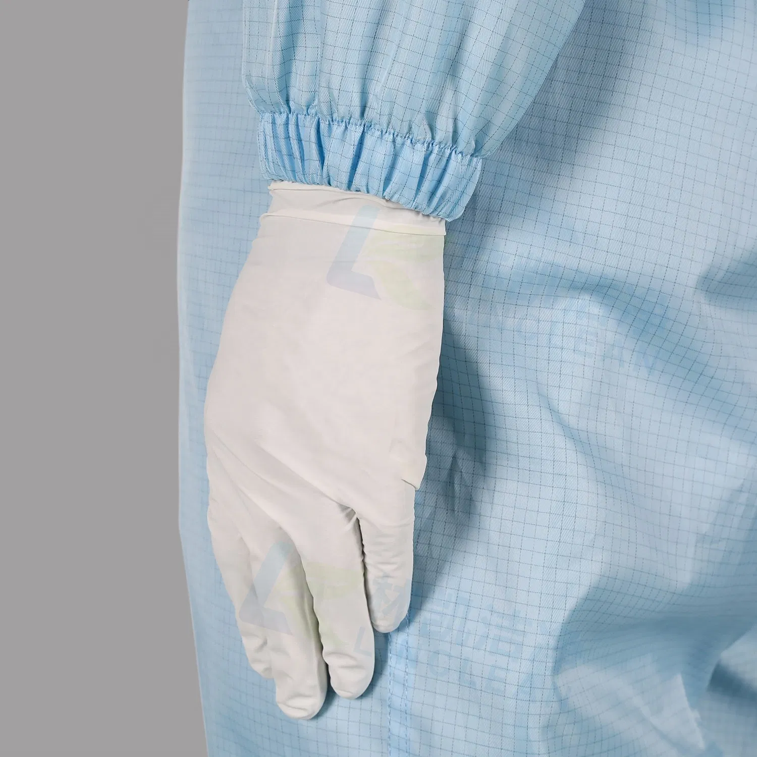 Blue Antistatic Work Uniform Front Zippers Dustproof Cleanroom ESD Garment