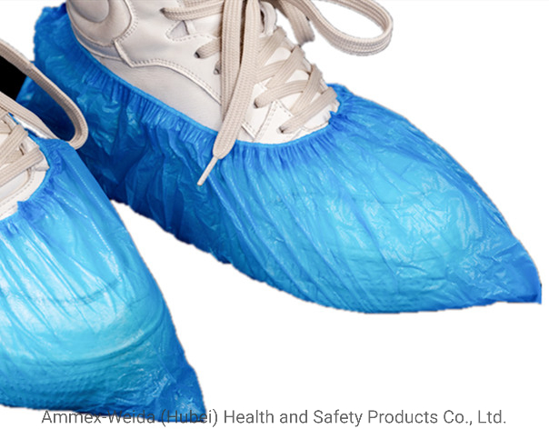 Blue/Green Disposable CPE Plastic Free Size Shoe Cover Handmade or Machine-Made Light-Weight Non-Toxic Medical CPE Shoe Cover