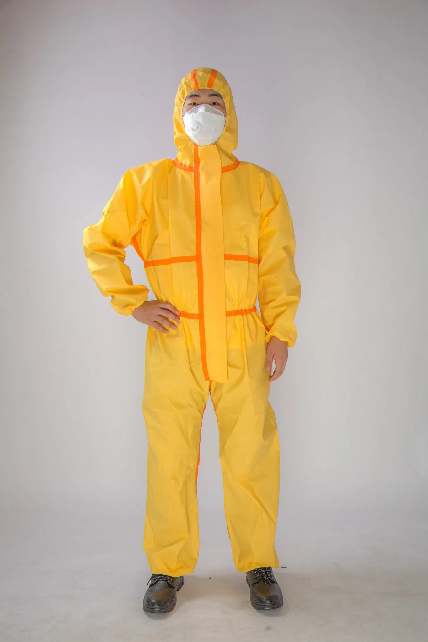 PPE Suit Disposable Coverall 77GM PP+PE Type 4 Chemical Protective Coverall Suit