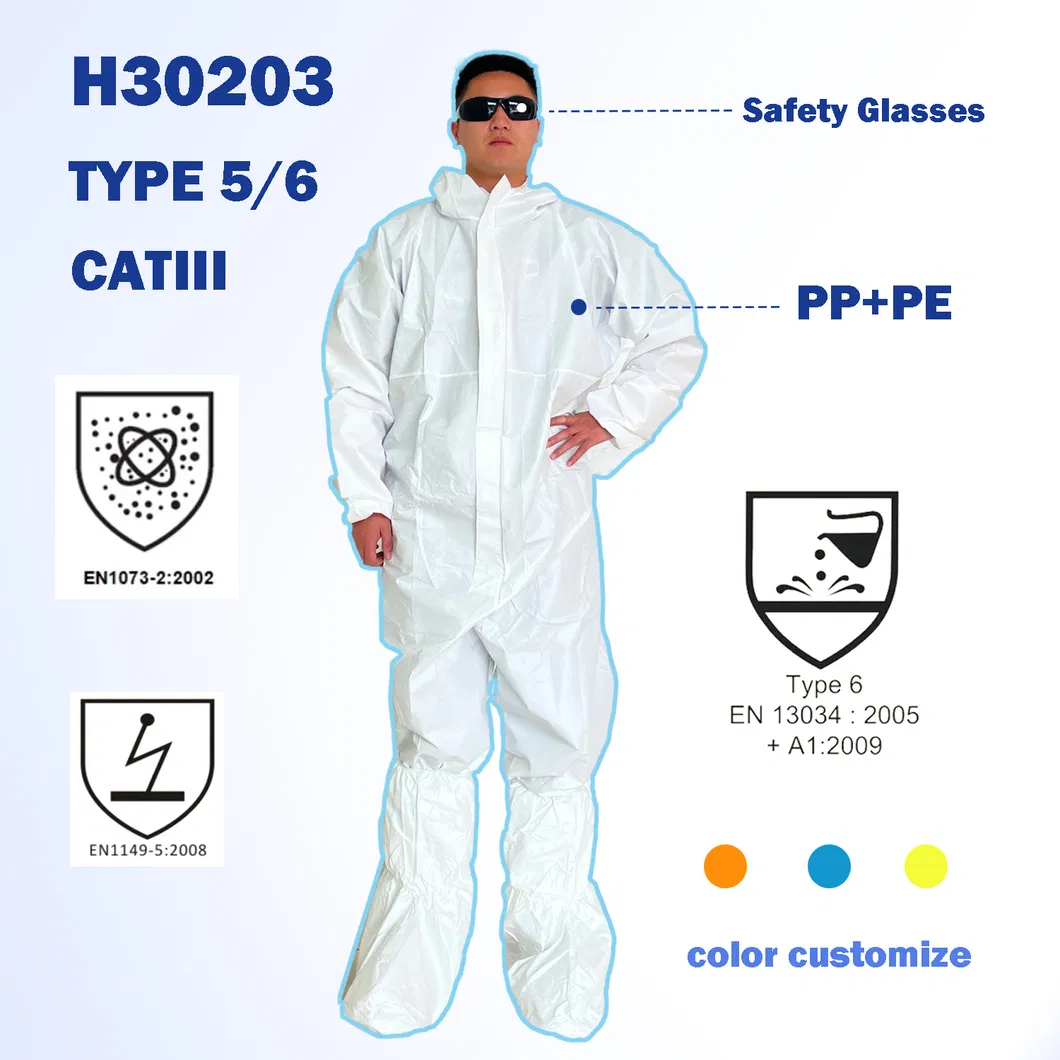 Type 5/6 Non Woven Coverall Chemical Protection