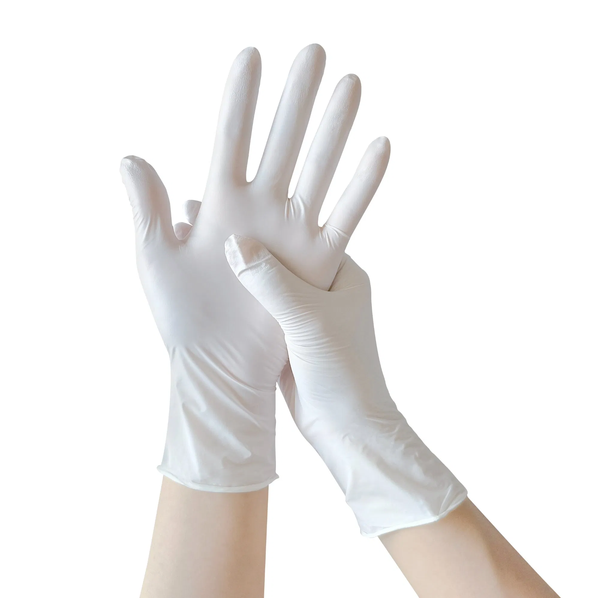 100PCS/Box 3mil Finger-Textured Anti-Slip Disposable Nitrile Examination Gloves Powder-Free, White, Medical-Grade