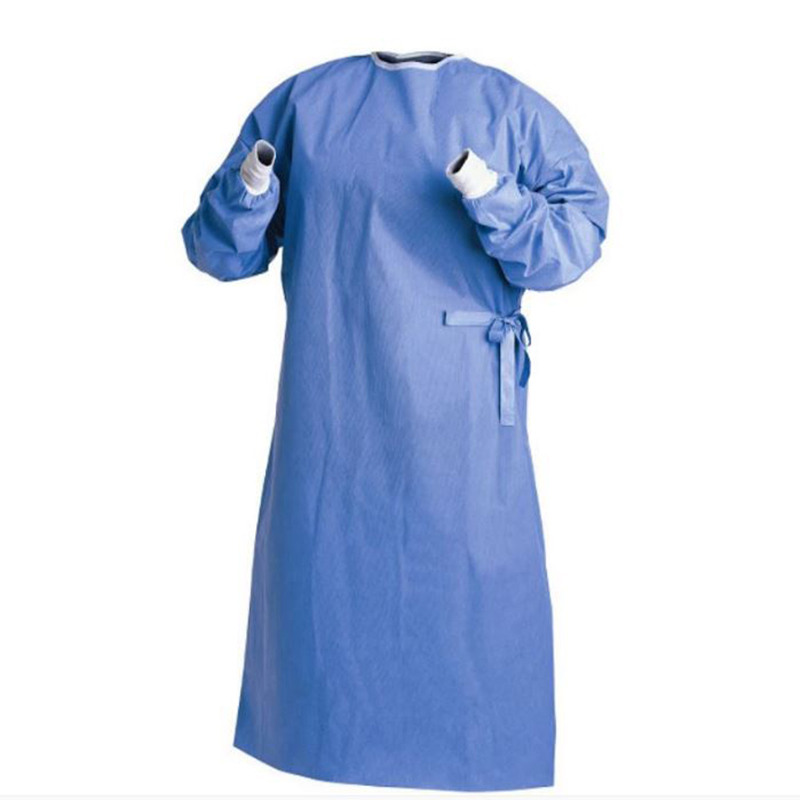 Eo Sterile SMS/PP+PE Surgical Isolation Protective Gown for Anti-Virus S M 120*140cm, Knitted Cuff, Tie on Neck Factory 40/50g CE ISO Certificate