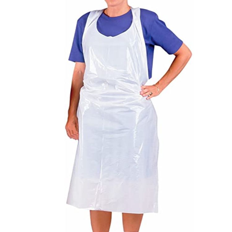 Disposable PE Apron Waterproof LDPE Polyethylene Apron in White Color