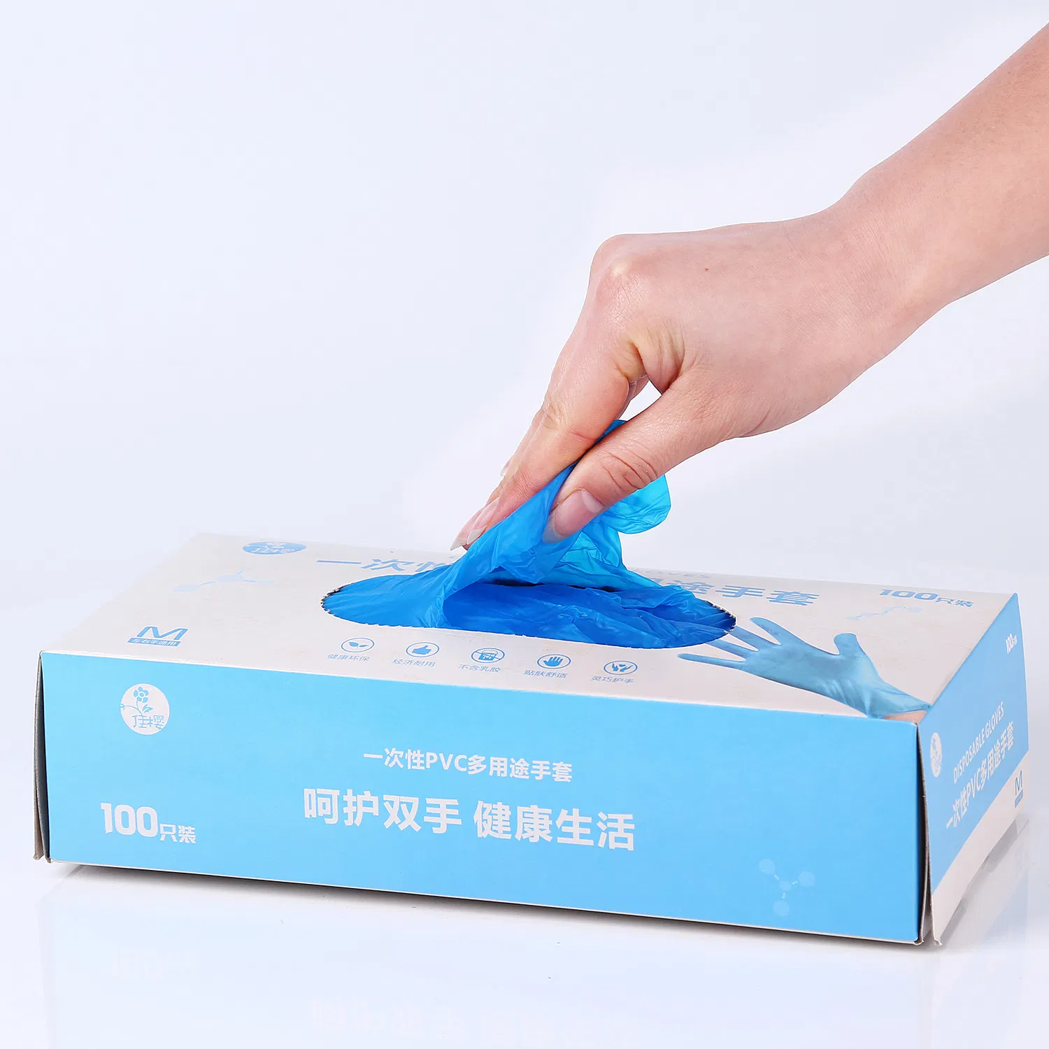 En455 CE Certificated Disposable Medical Examination Blue Vinyl Blend Nitrile Glove Powder Free