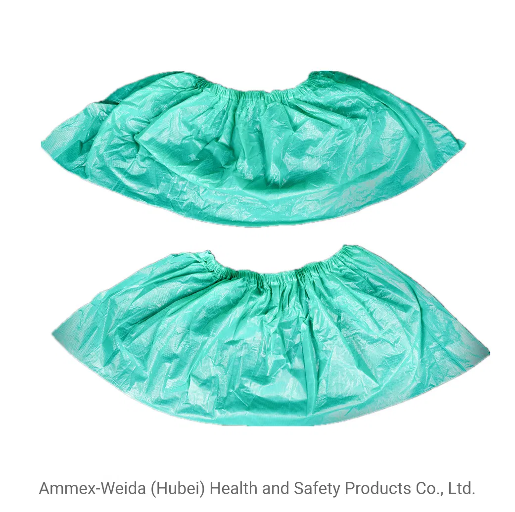 Blue/Green Disposable CPE Plastic Free Size Shoe Cover Handmade or Machine-Made Light-Weight Non-Toxic Medical CPE Shoe Cover