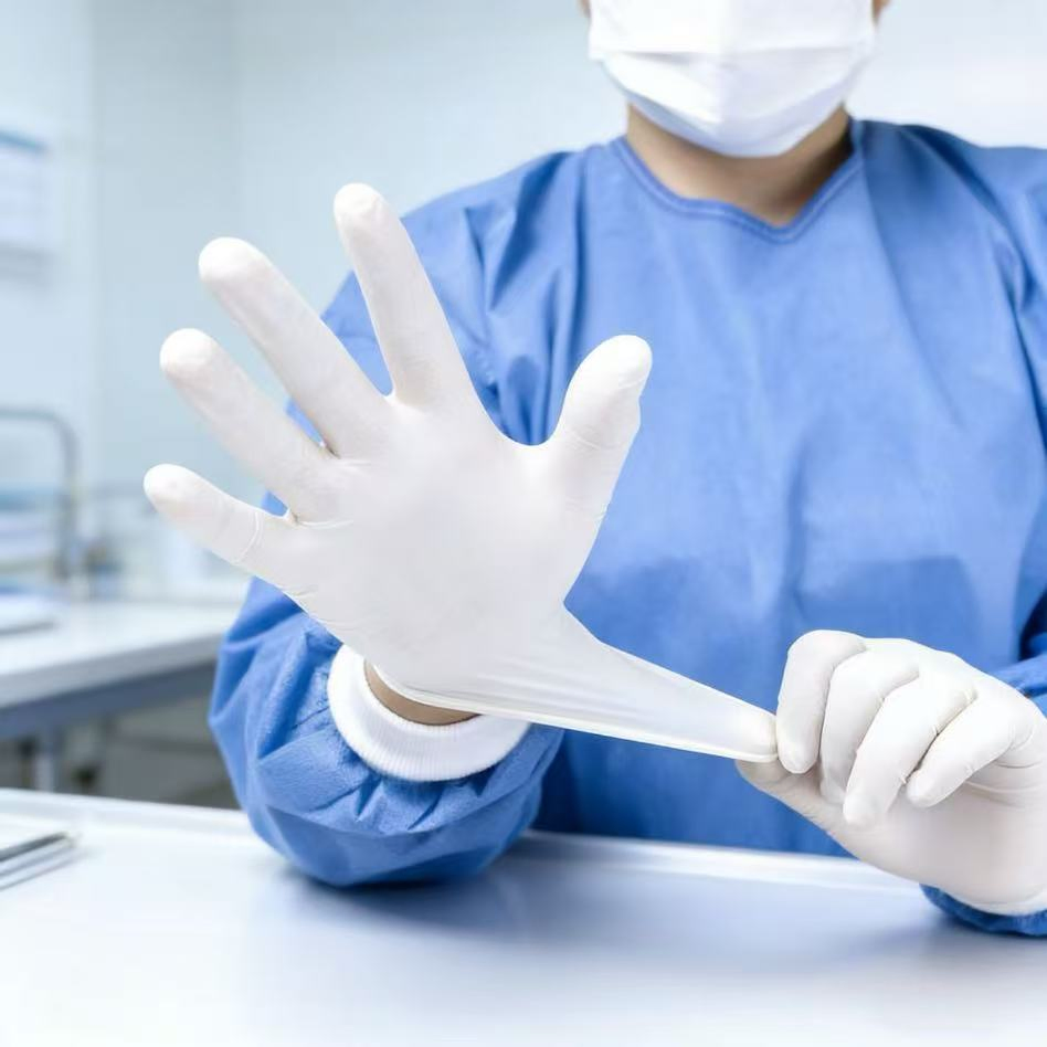 100PCS/Box 3mil Finger-Textured Anti-Slip Disposable Nitrile Examination Gloves Powder-Free, White, Medical-Grade