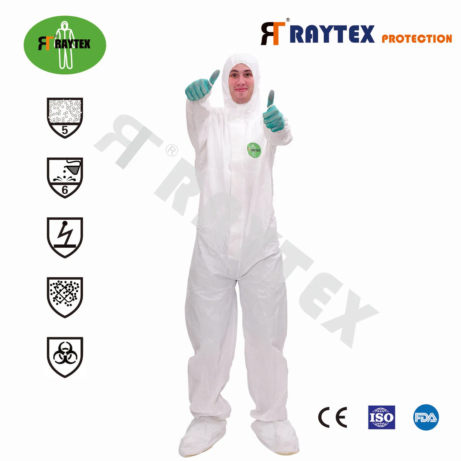 30203/65 Liquid Chemical Resistance Disposable Microporous Coverall Type 5/6 Protective Suit