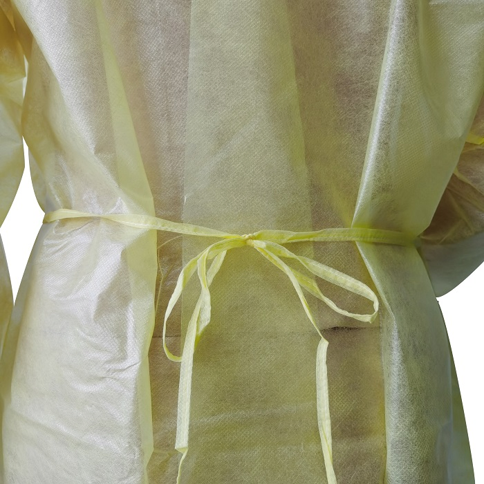 Disposable Yellow Color Waterproof Medical Surgical En14126 Chemotherapy Gowns Isolation Gown