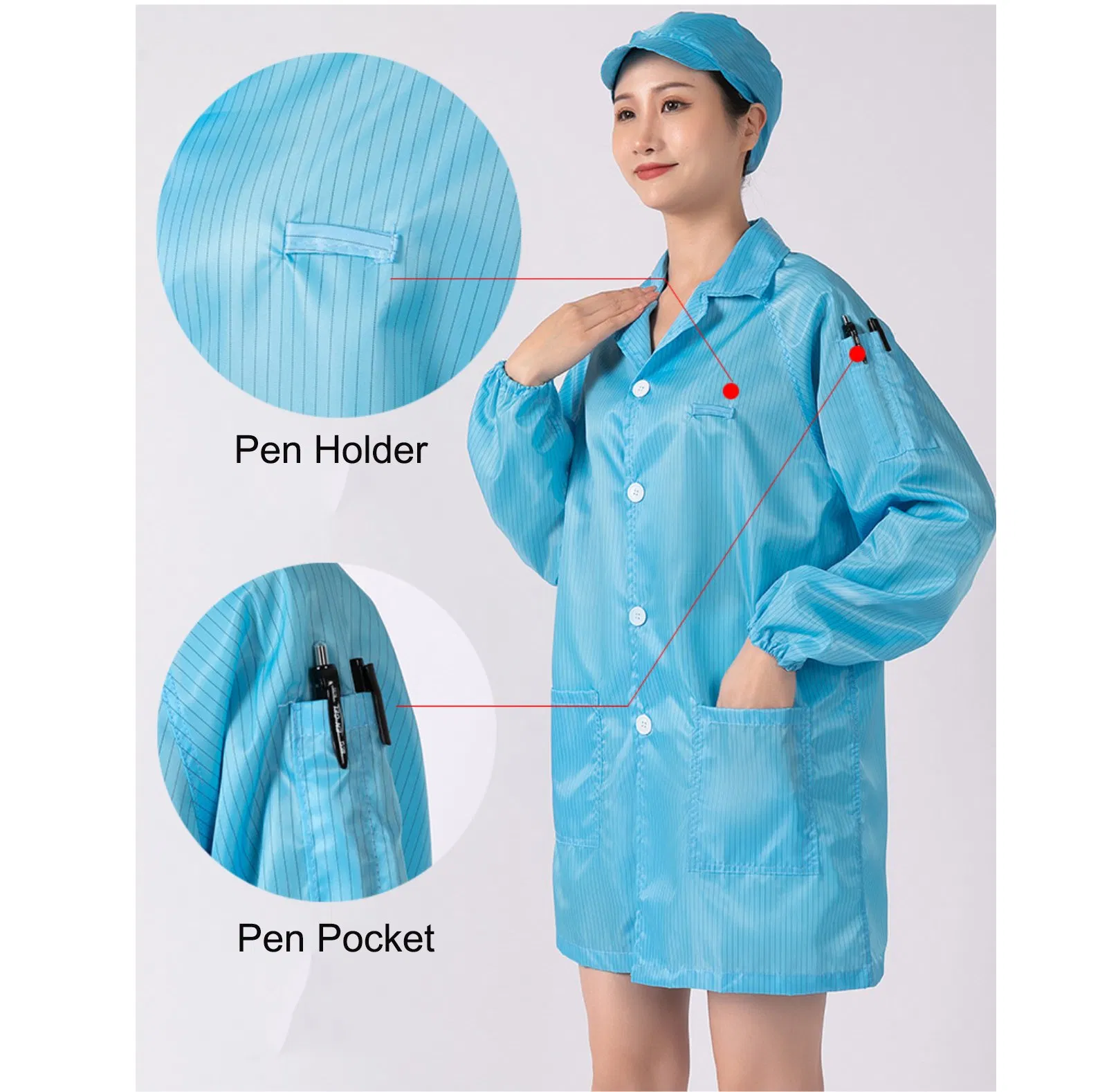 Clean-Room Antistatic Clothes ESD Polyester Garment