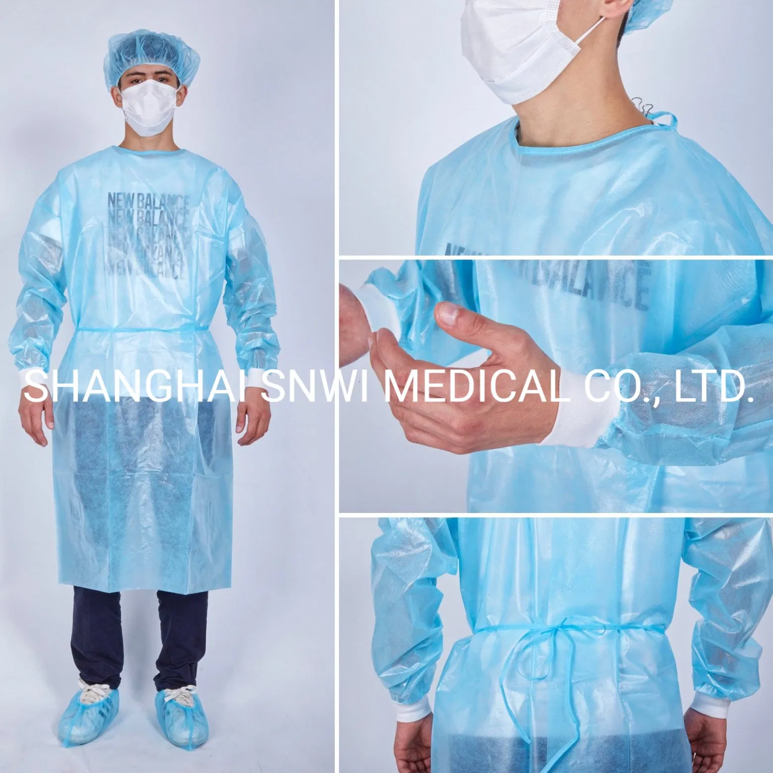 Visitor Patient Examination Chemotherapy Industrial Dust Proof Blue PP Non Woven Impervious Procedure Protective Clothing Disposable Medical Isolation Gown