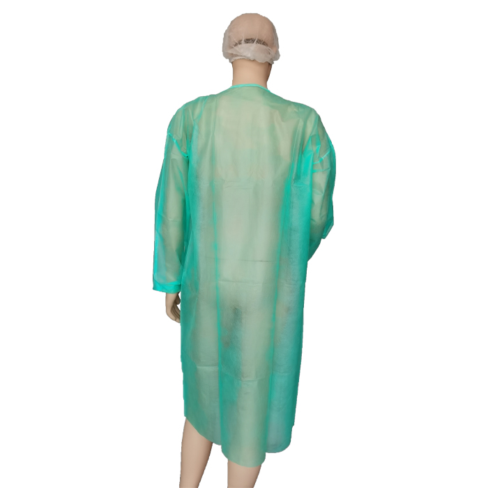 Disposable Designs Non Woven Isolation Xs-4XL Protective Low Cost Food Factory Laboratory Visit Green Lab Coat Dispos Visitor Gown Without Collar