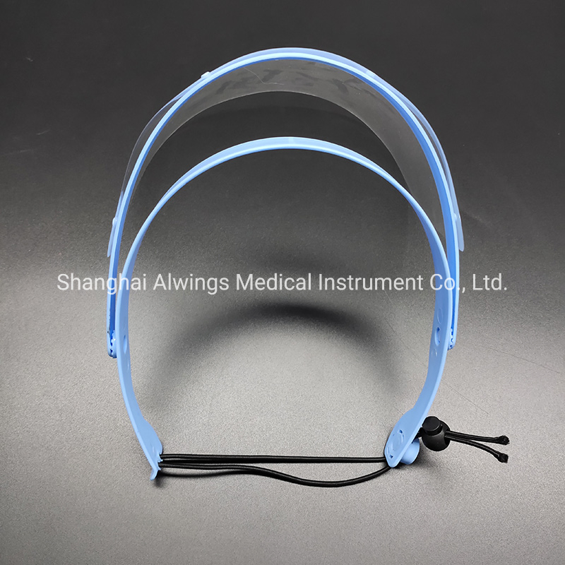 Medical Disposable Transparent Anti Fog Face Shields with Elastic Band Blue Fram