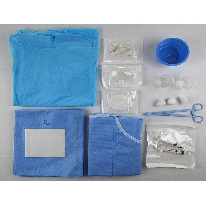Non Woven Sterile Cataract Eye Surgical Kit, Sics Small Incision Ophthalmic Cataracts Surgery Operation Instruments Set Drape Pack
