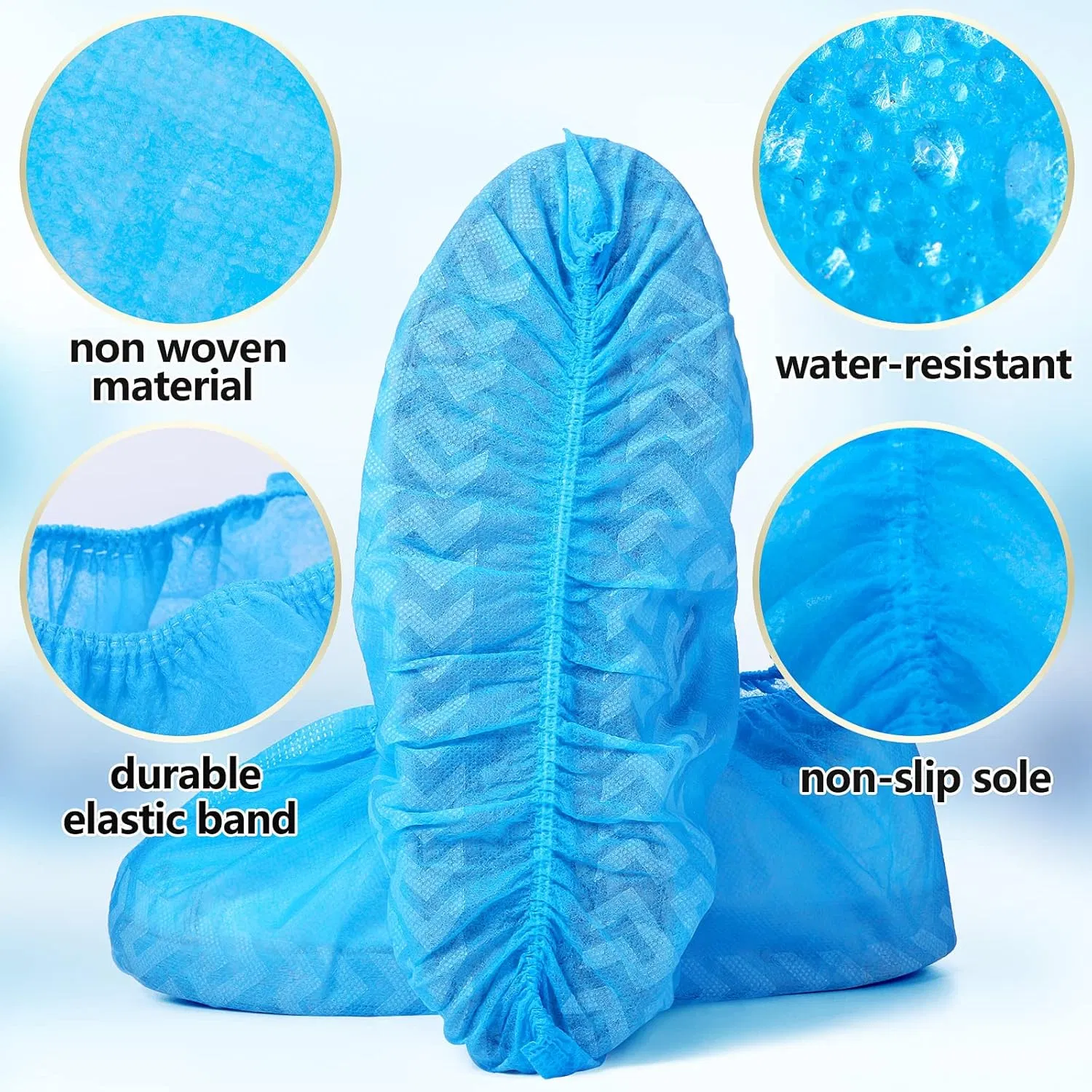 Protective Safety Medical Waterproof Anti Slip Plastic PE CPE Nonwoven PP Blue Disposable Shoe Covers