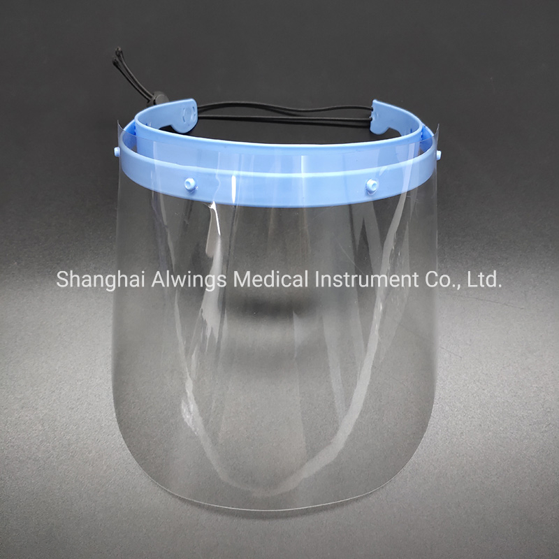 Medical Disposable Transparent Anti Fog Face Shields with Elastic Band Blue Fram
