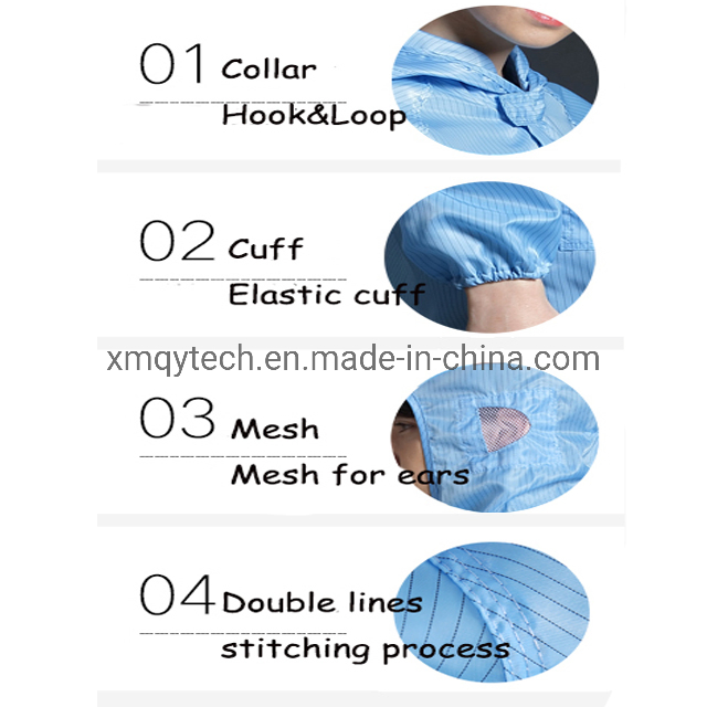 100% Polyester Cleanroom ESD Garment Anti Static Workwear Clean Room Coverall ESD Clothes