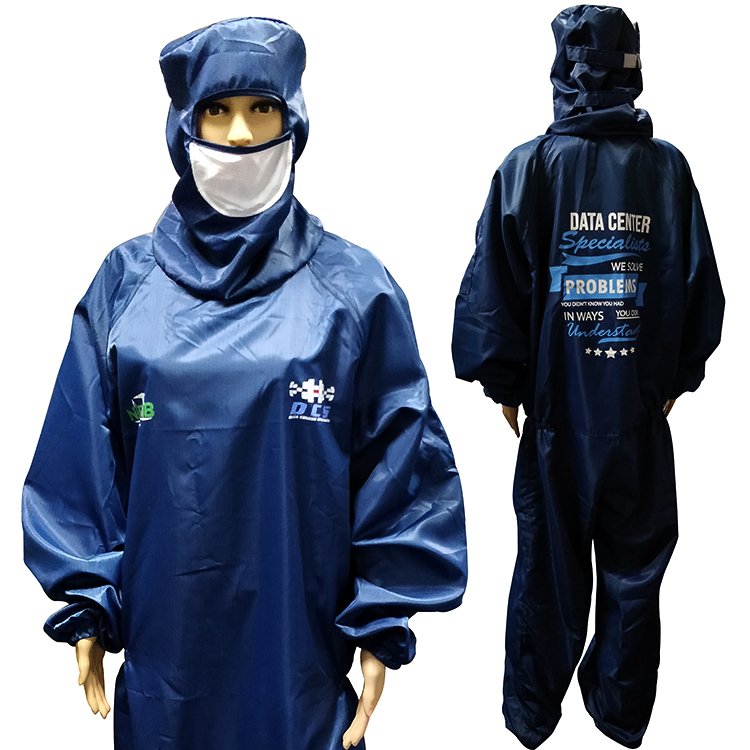 Anti-Static Lint Free ESD Clothing Cleanroom Coverall Garments with Mesh Facemask