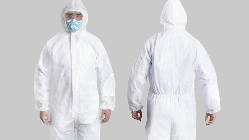 White 50PCS Per Carton M, L, XL, XXL, Xxxl, Xxxxl Protection SMS Hazmat Chemical Protective Suit