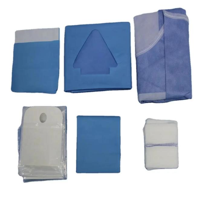 SJ Disposable Blue Customized Kit Surgical By Pass Cardiovaskuler Angiography Angio Drape Pack