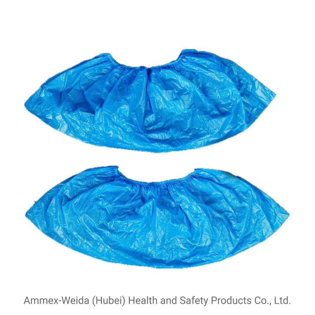 Blue/Green Disposable CPE Plastic Free Size Shoe Cover Handmade or Machine-Made Light-Weight Non-Toxic Medical CPE Shoe Cover