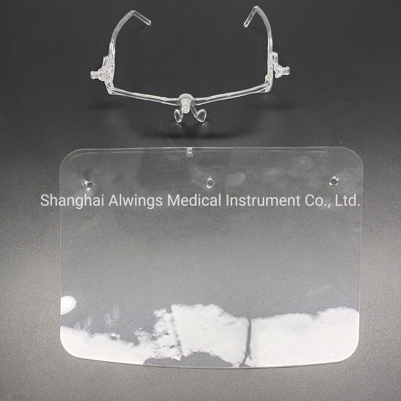 Medical Disposable Transparent Anti Fog Face Shields with Elastic Band Blue Fram