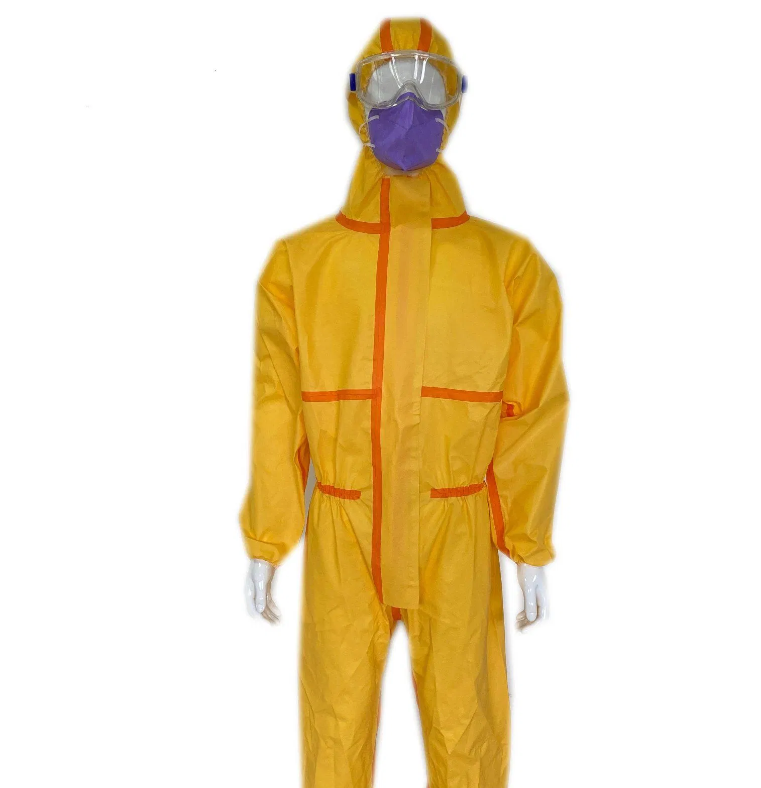 Disposable Protective Coverall OEM Antistatic Work Clothing Yellow Chemical Protective Suit