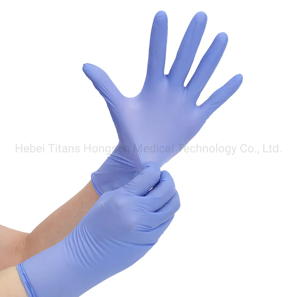 Titanfine Nitrile Gloves Medical Disposable Powdered Gloves Nitrile Examination Gloves for Hospital Dental Hotel