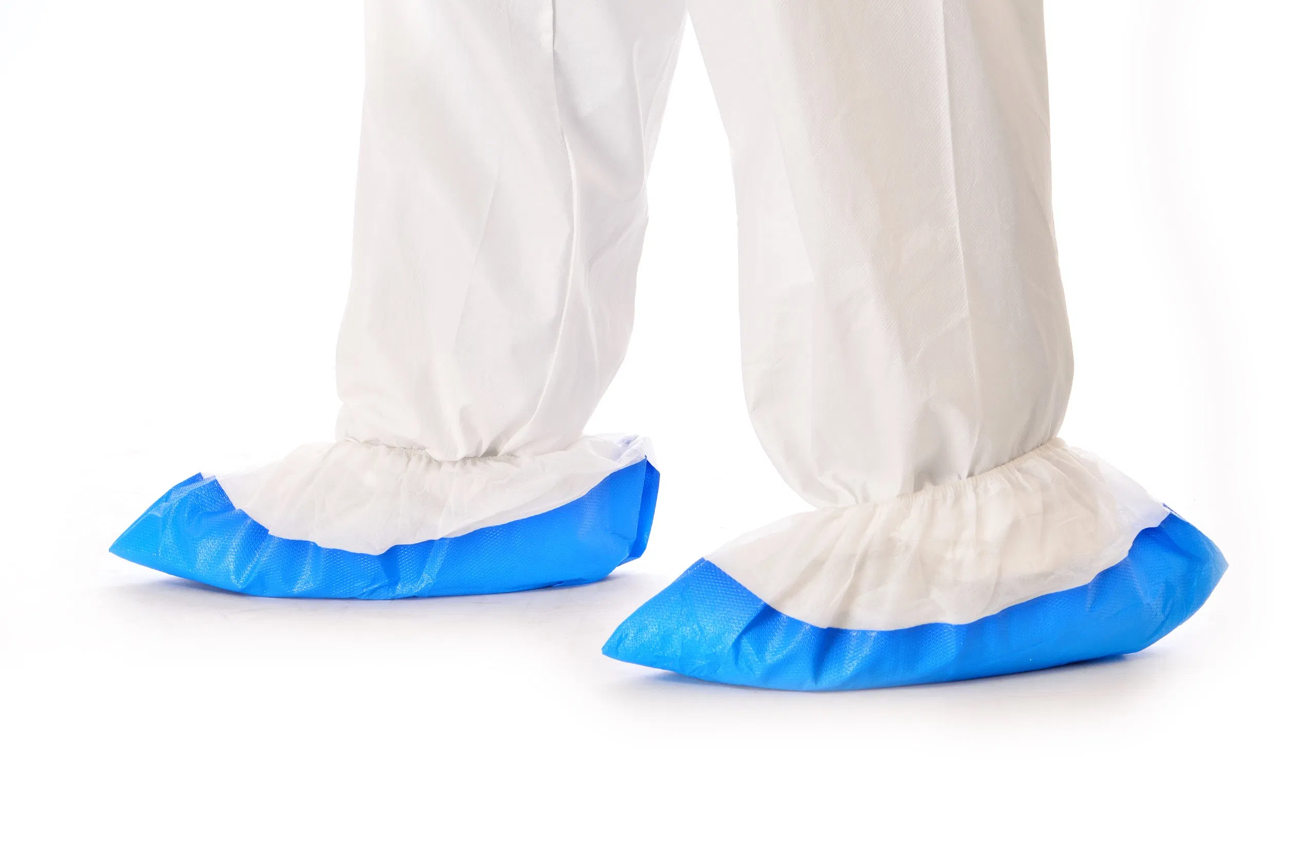 Disposable Medical Use Anti-Bacterial Waterproof Shoe Cover Hospital/Laboratory Use Blue and White PP+CPE Shoe Cover