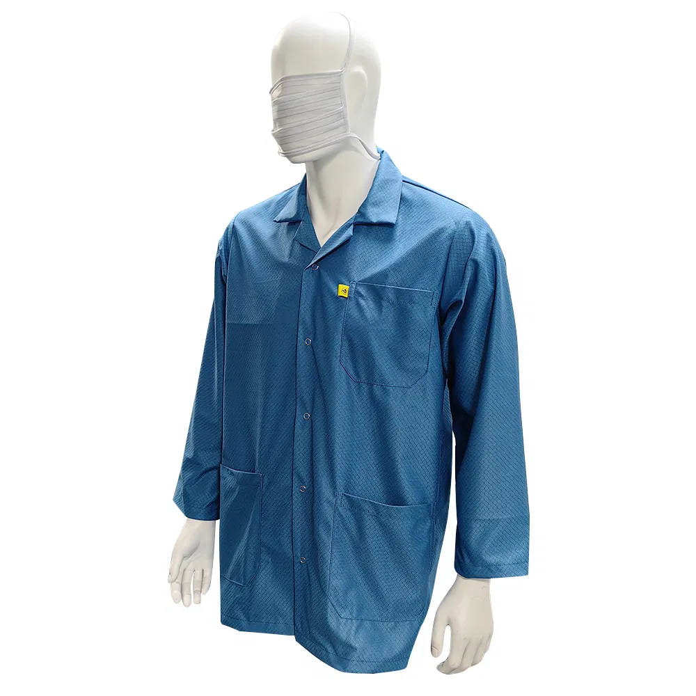 Washable 96% Polyester +4% Carbon Diamond Fabric Cleanroom Coat ESD Smock Antistatic Clothes Garment