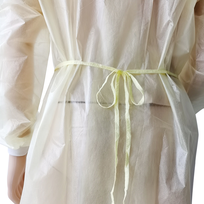 Disposable Yellow Color Waterproof Medical Surgical En14126 Chemotherapy Gowns Isolation Gown