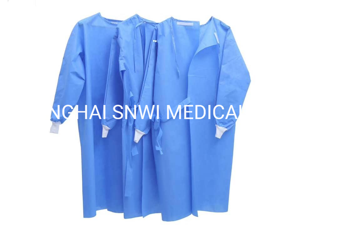 Visitor Patient Examination Chemotherapy Industrial Dust Proof Blue PP Non Woven Impervious Procedure Protective Clothing Disposable Medical Isolation Gown