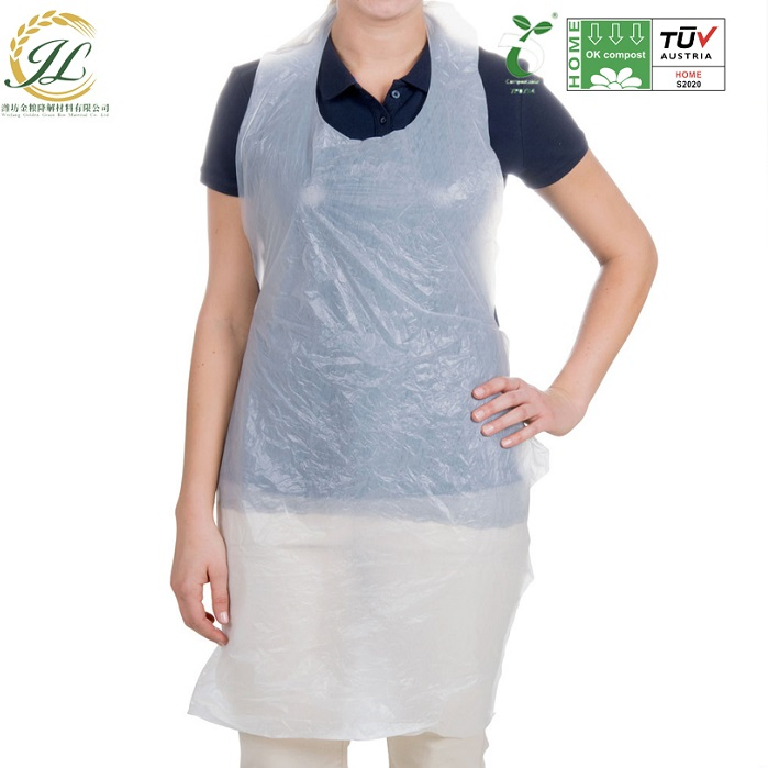 100%Biodegradable Compostable Apron, Disposable Pbat PLA Cornstarch Plastic Apron