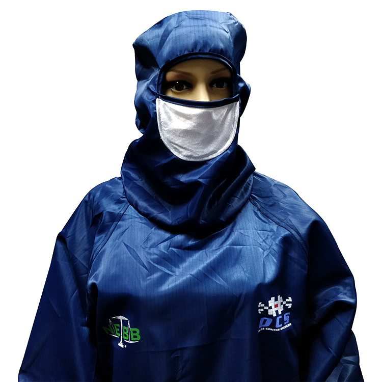 Anti-Static Lint Free ESD Clothing Cleanroom Coverall Garments with Mesh Facemask