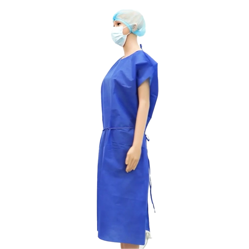 Disposable Short Sleeve/Sleeveless Isolation Gown Non Woven SMS/PP Surgical Gown Medical Patient Gown Dark Blue for Dental Clinic/Hospital/Laboratory