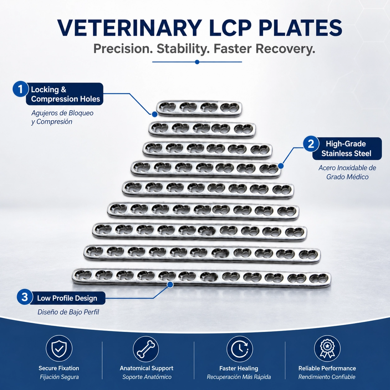 Placa De Bloqueo 3.5mm LCP Locking Plate Kit with Instrument for Bone Fracture Fixation CE ISO FSC Wholesale