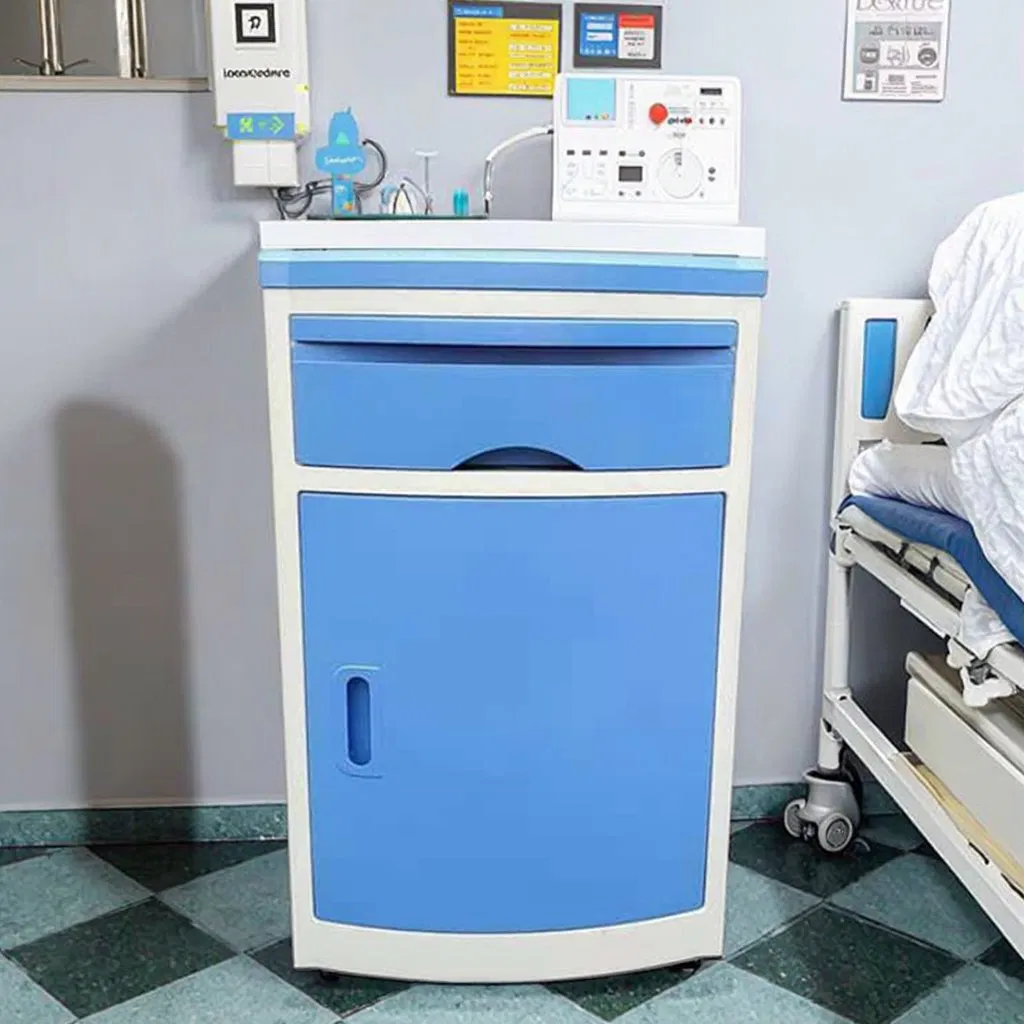 Hospital Bedside Cabinet Steel ABS Plastic Medical Bedside Cabinet