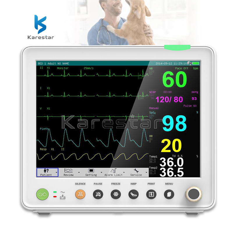 Medical Animal Clinic Vital Signs Monitor Stand Optional Cardiac ECG SpO2 Patient Monitor Portable