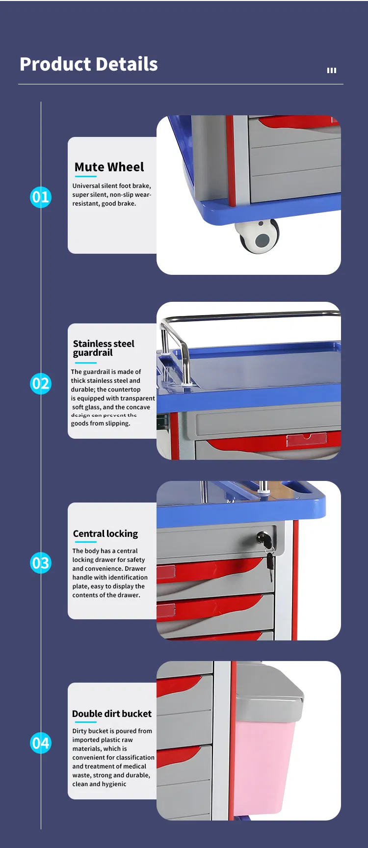 Medical Nurse Surgical Instrument Trolley 6