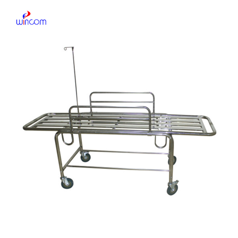 Wincom Wn211 Hospital Equipment Patient Stretcher Trolley for Emergency Transport Bed with Stainless Steel Side Rails