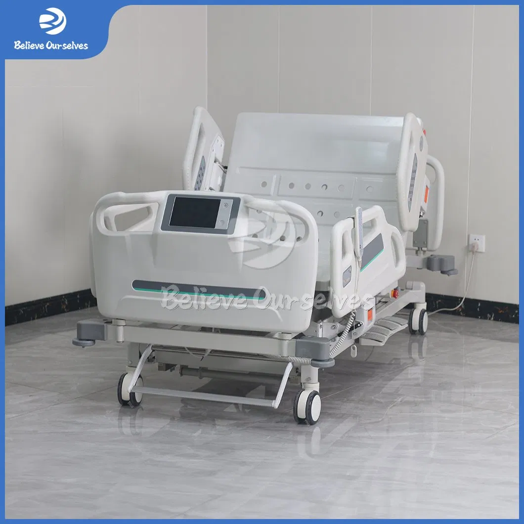 Huaren Hospital-Furniture Factory Hr-D21 Multifunctional Adjustable 5 Function ICU Electric Patient Medical Hospital Bed for Patient / Nursing / ICU