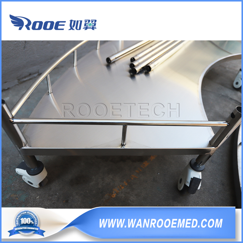 Mobile Stainless Steel Hospital Trolley Surgical Instrument Cart with Fanshaped Desktop