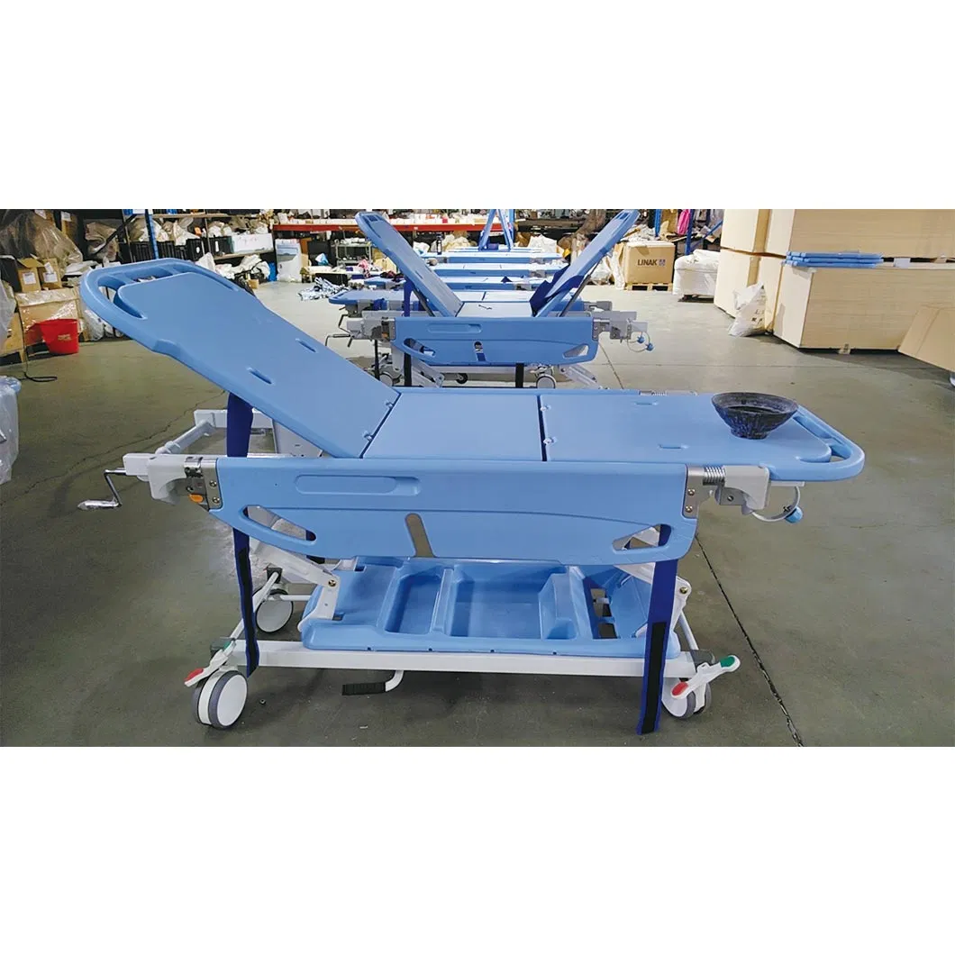 Hospital Emergency Backrest Height Adjustable Transfer Transport Patient Stretcher Trolley
