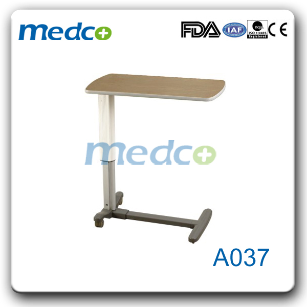 China Supplier Height Adjustable Hospital Patient Wooden Dining Overbed Table