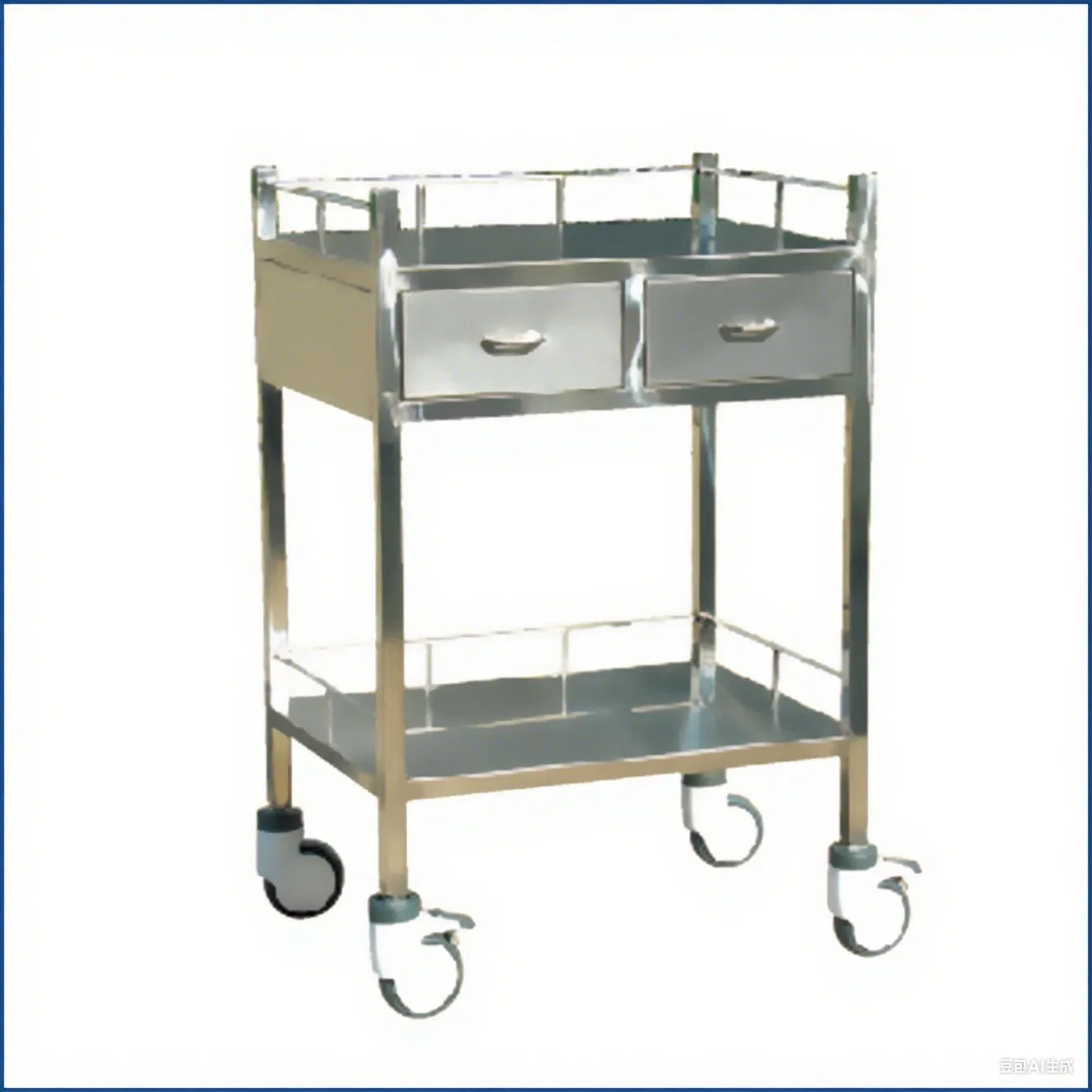 Medical Instrument Trolley Stainless Steel Cart Patient Surgical Emergency Trolley
