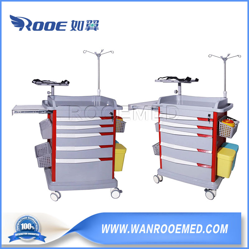 2022 Hot Sale Medical Furniture Colorful ABS Medical Hospital Anesthesia Trolley Emergency Crash Cart
