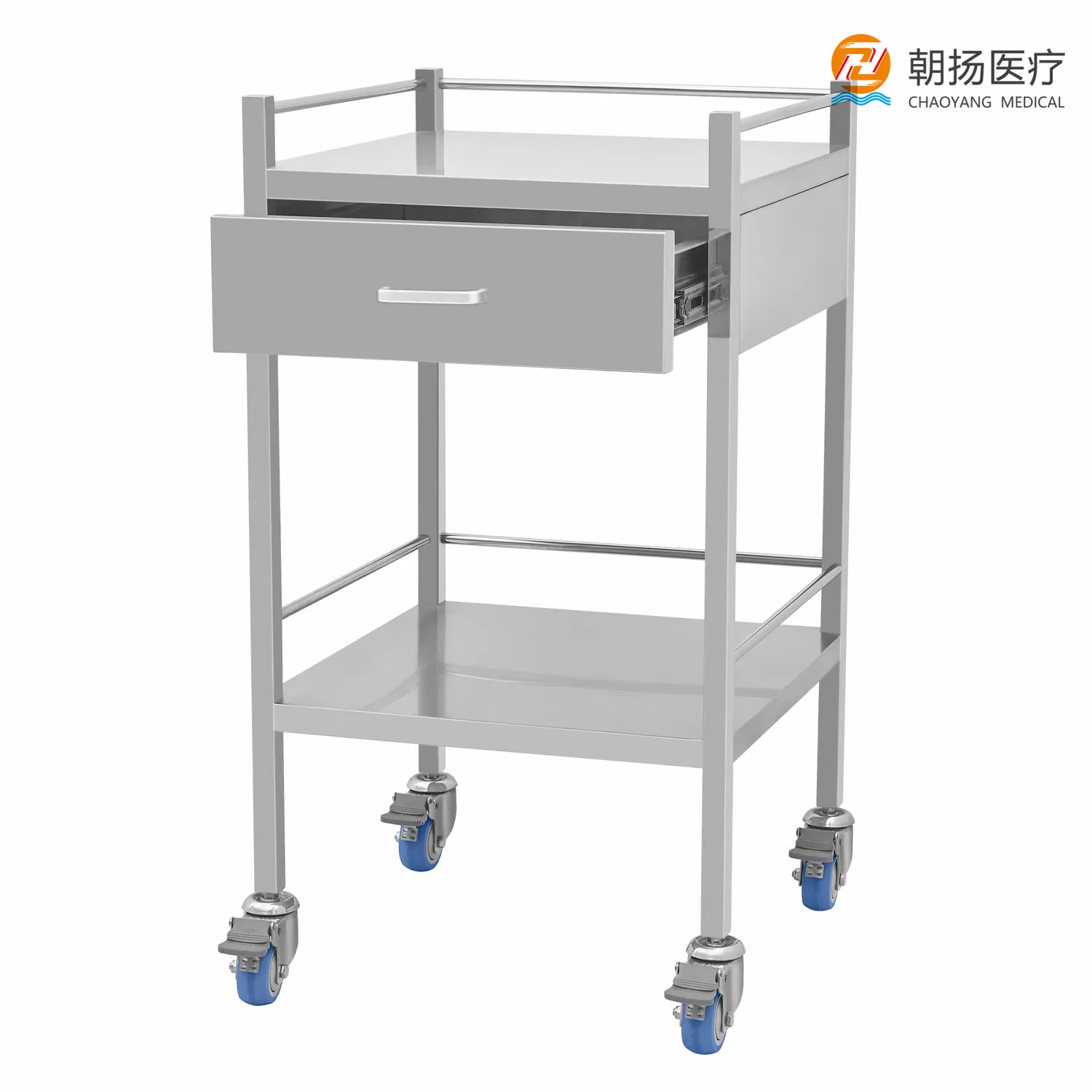 Solid Medical Cabinet One Drawer Stainless Steel Platform Shelf Trolley Surgical Instrument Trolley