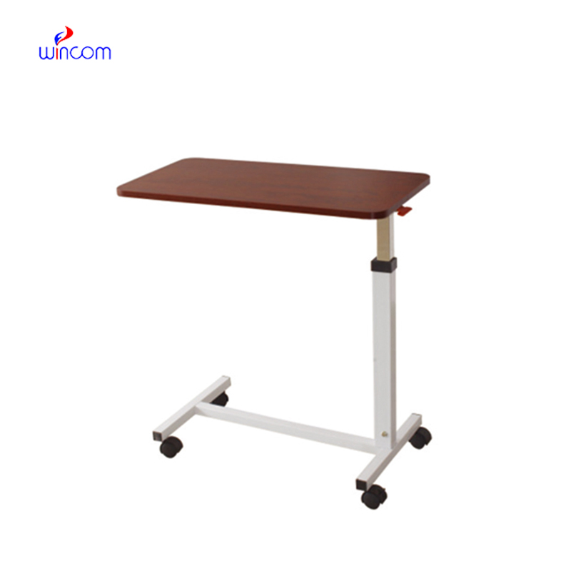 Medical Folding Overbed Table Hospital Height Adjustable Patient Dinner Table Price Wn646
