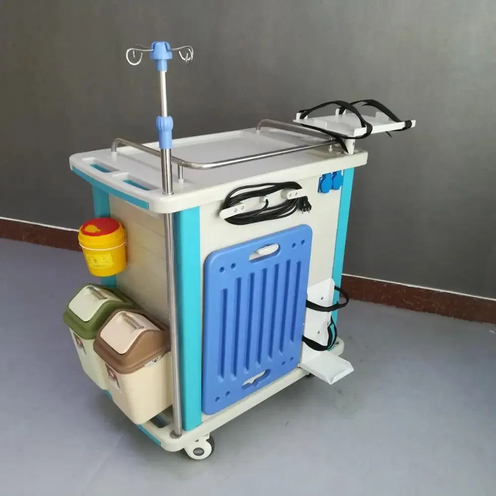 High Quality ABS Resuscitation Crash Emergency Cart for Hospital